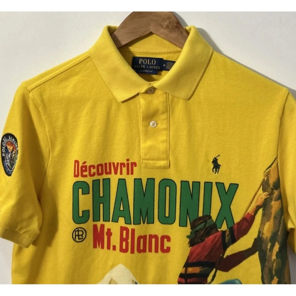Mens RARE‎ Polo Ralph Lauren Chamonix Mt. Blanc Classic Fit Mesh Polo Shirt Med